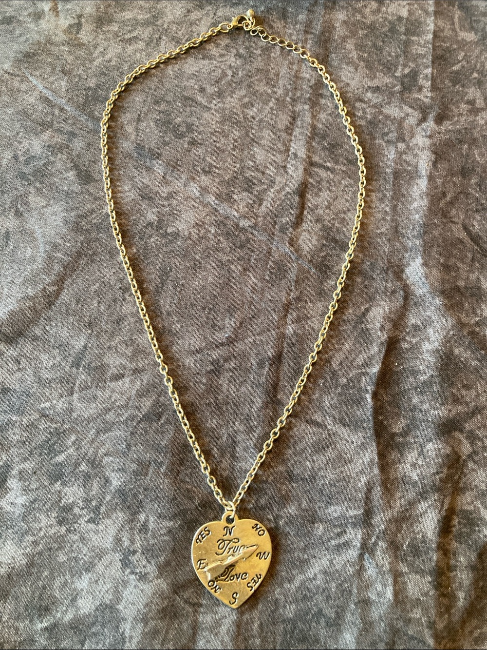 Heart Compass Pendant Necklace - True Love Yes or No